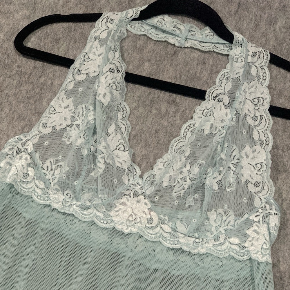 Y2K Victoria Secret Babydoll Top Sheer Lace V-Neck Lingerie Nightie Sz L - Picture 6 of 10